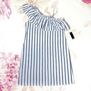 Snap Blue and White one shoulder dress